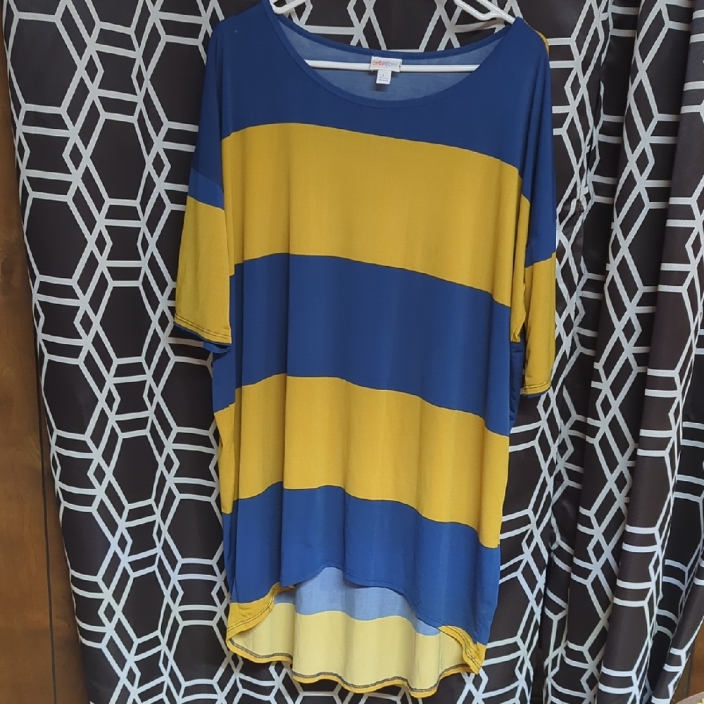 Blue and Yellow Striped Women's Top